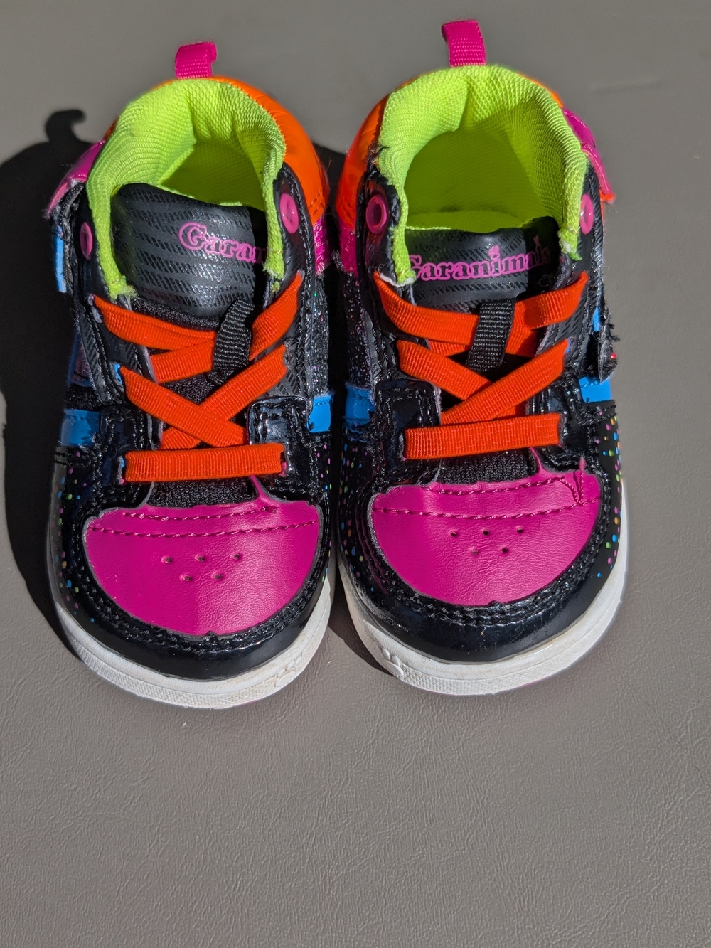 Garanimal Kids Neon Pink & Black Sneakers, Size 4